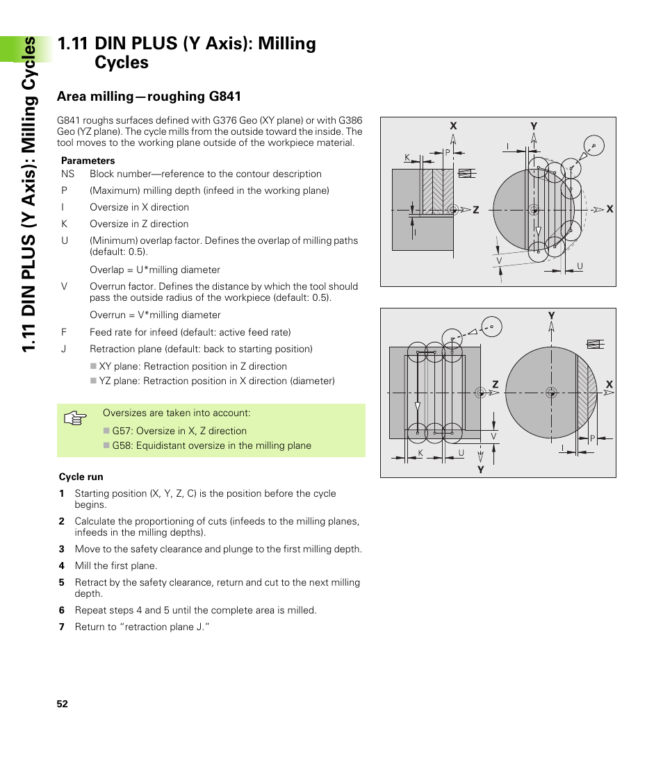 11 din plus (y axis): milling cycles, Area milling—roughing g841 | HEIDENHAIN CNC Pilot 4290 V7.1 Description of B and Y axes User Manual | Page 52 / 119