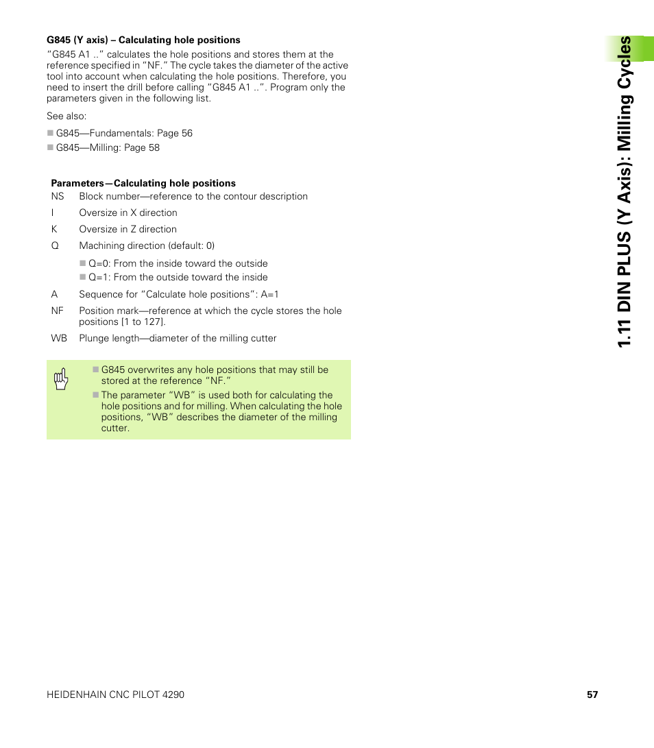 1 1 din plus (y axis): milling cy cles | HEIDENHAIN CNC Pilot 4290 V7.1 Description of B and Y axes User Manual | Page 57 / 119
