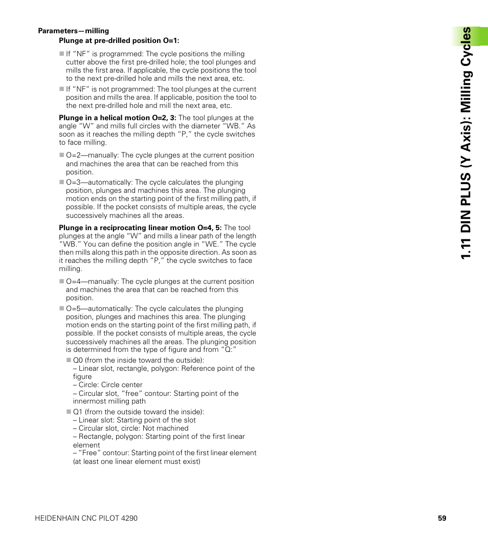 1 1 din plus (y axis): milling cy cles | HEIDENHAIN CNC Pilot 4290 V7.1 Description of B and Y axes User Manual | Page 59 / 119