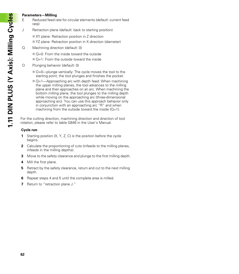 1 1 din plus (y axis): milling cy cles | HEIDENHAIN CNC Pilot 4290 V7.1 Description of B and Y axes User Manual | Page 62 / 119