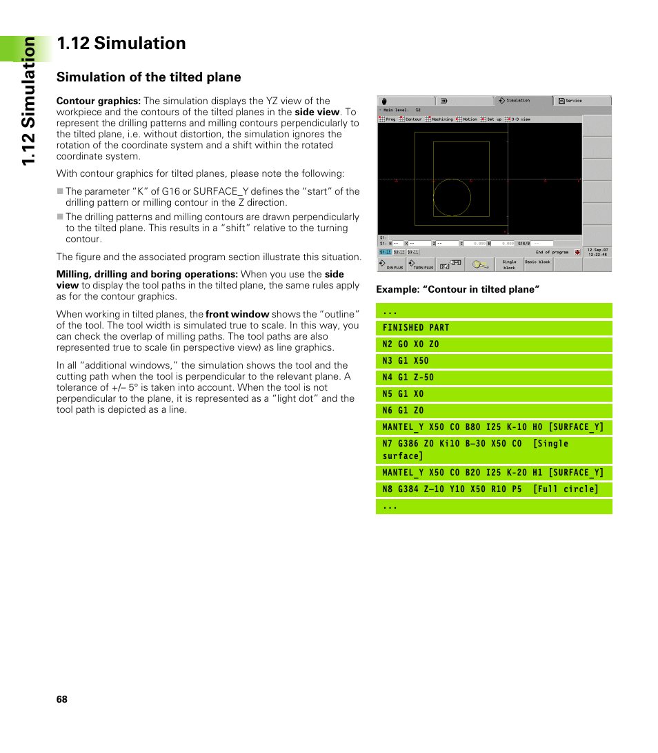 12 simulation, Simulation of the tilted plane | HEIDENHAIN CNC Pilot 4290 V7.1 Description of B and Y axes User Manual | Page 68 / 119