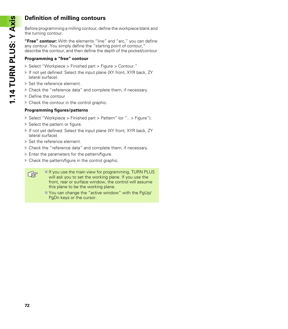 Definition of milling contours, 14 turn plus: y axis | HEIDENHAIN CNC Pilot 4290 V7.1 Description of B and Y axes User Manual | Page 72 / 119