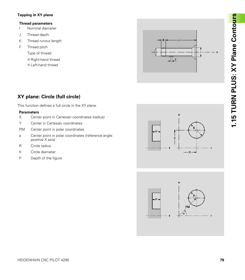 Xy plane: circle (full circle), 15 turn plus: xy plane cont ours | HEIDENHAIN CNC Pilot 4290 V7.1 Description of B and Y axes User Manual | Page 79 / 119