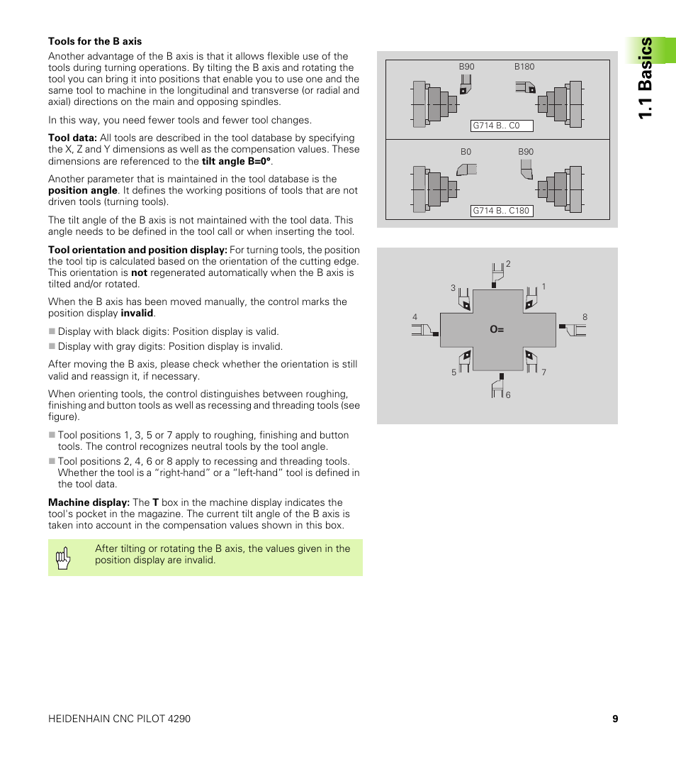 1b a s ic s | HEIDENHAIN CNC Pilot 4290 V7.1 Description of B and Y axes User Manual | Page 9 / 119
