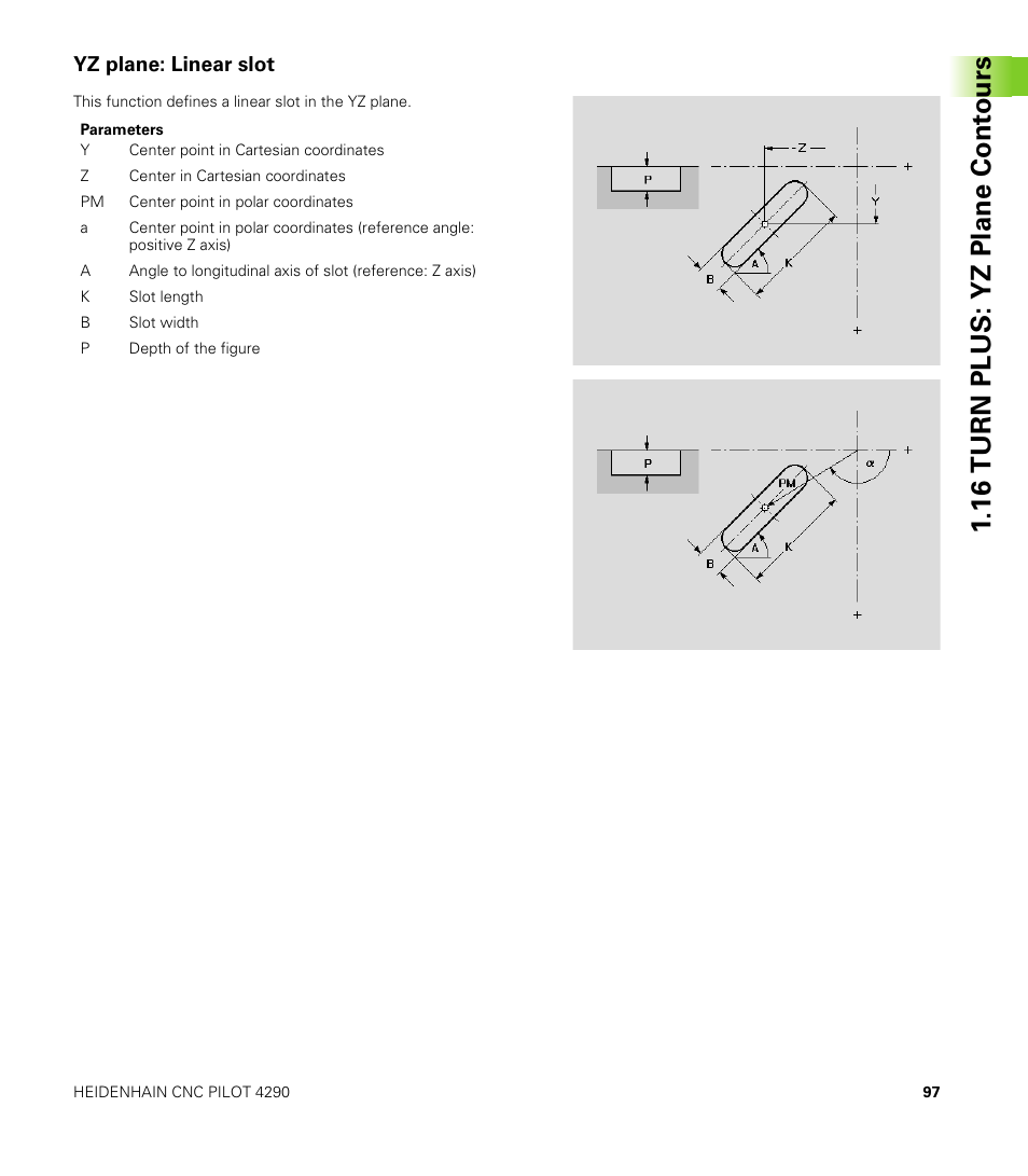 Yz plane: linear slot, 16 turn plus: yz plane cont ours | HEIDENHAIN CNC Pilot 4290 V7.1 Description of B and Y axes User Manual | Page 97 / 119