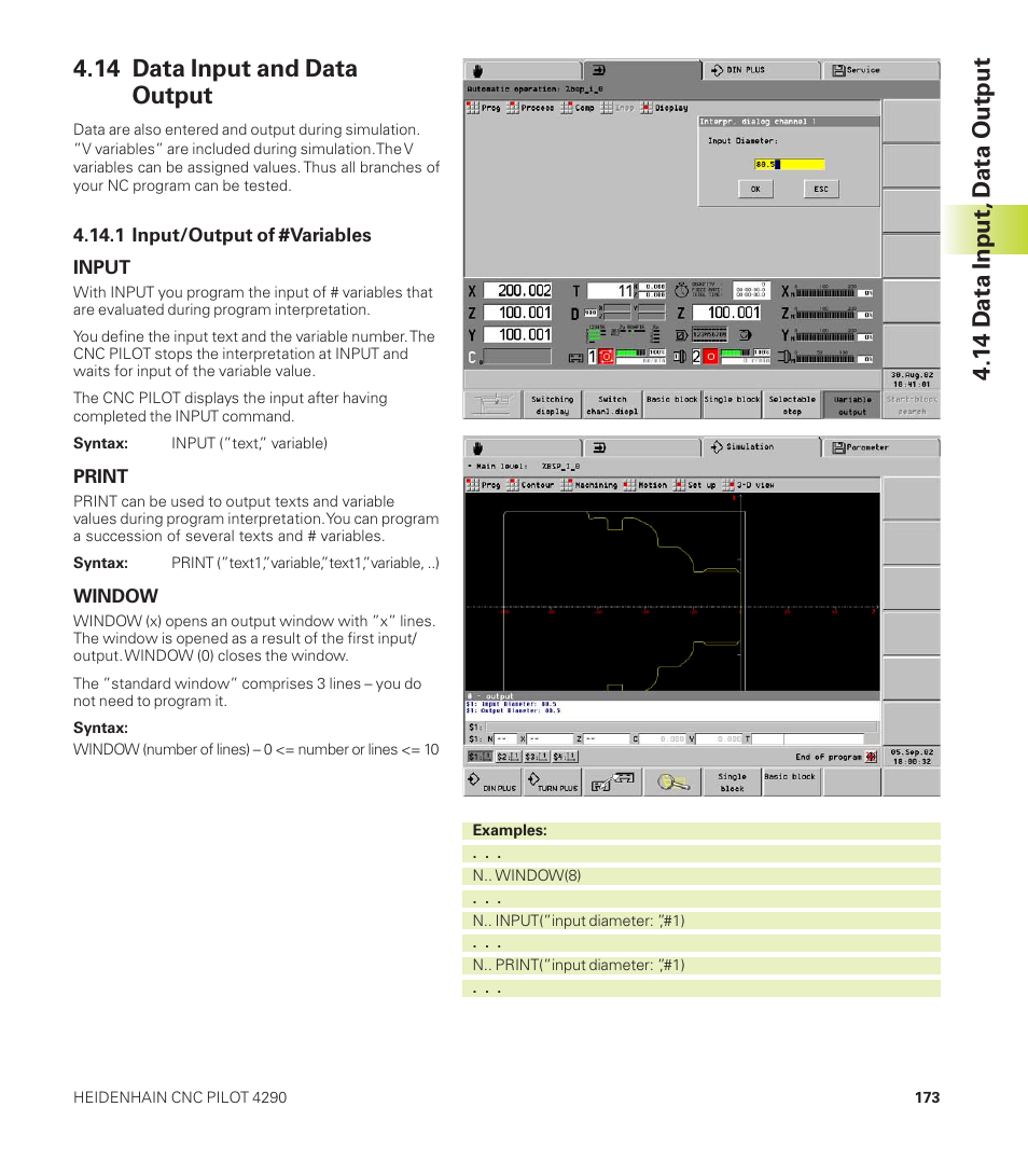 14 data input and data output, 14 d ata input, d ata output | HEIDENHAIN CNC Pilot 4290 User Manual | Page 185 / 481