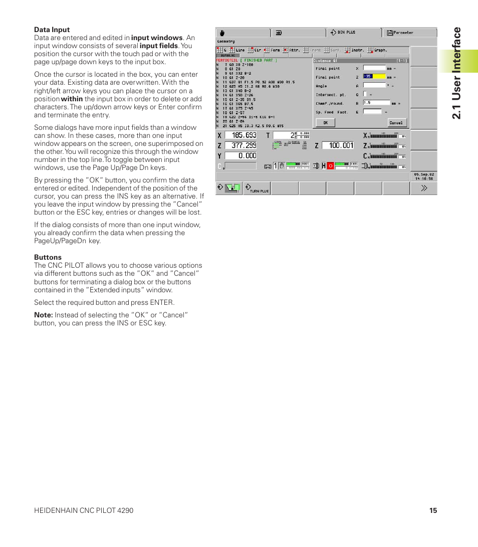 1 user int erf ace | HEIDENHAIN CNC Pilot 4290 User Manual | Page 27 / 481