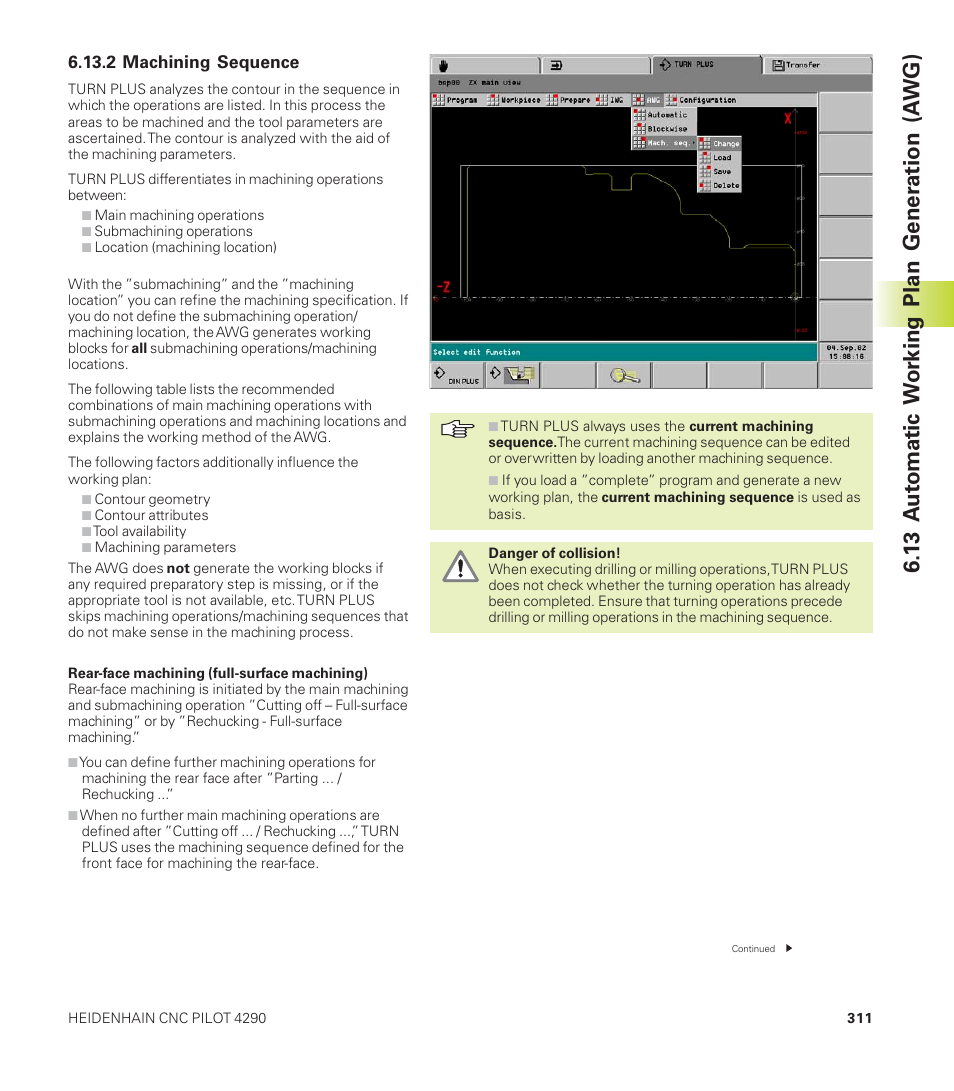 13 a u tomatic w o rking plan gener ation (a wg) | HEIDENHAIN CNC Pilot 4290 User Manual | Page 323 / 481