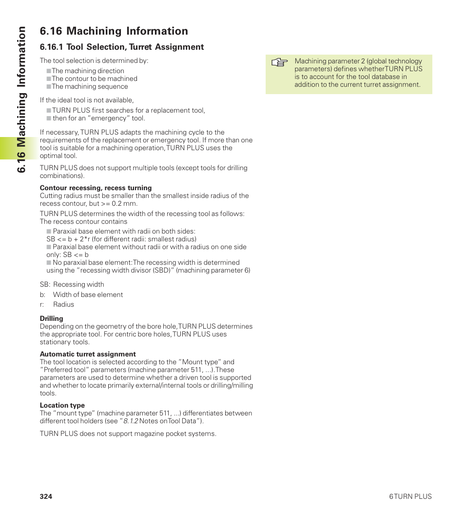 16 mac hining inf or mation, 16 machining information | HEIDENHAIN CNC Pilot 4290 User Manual | Page 336 / 481