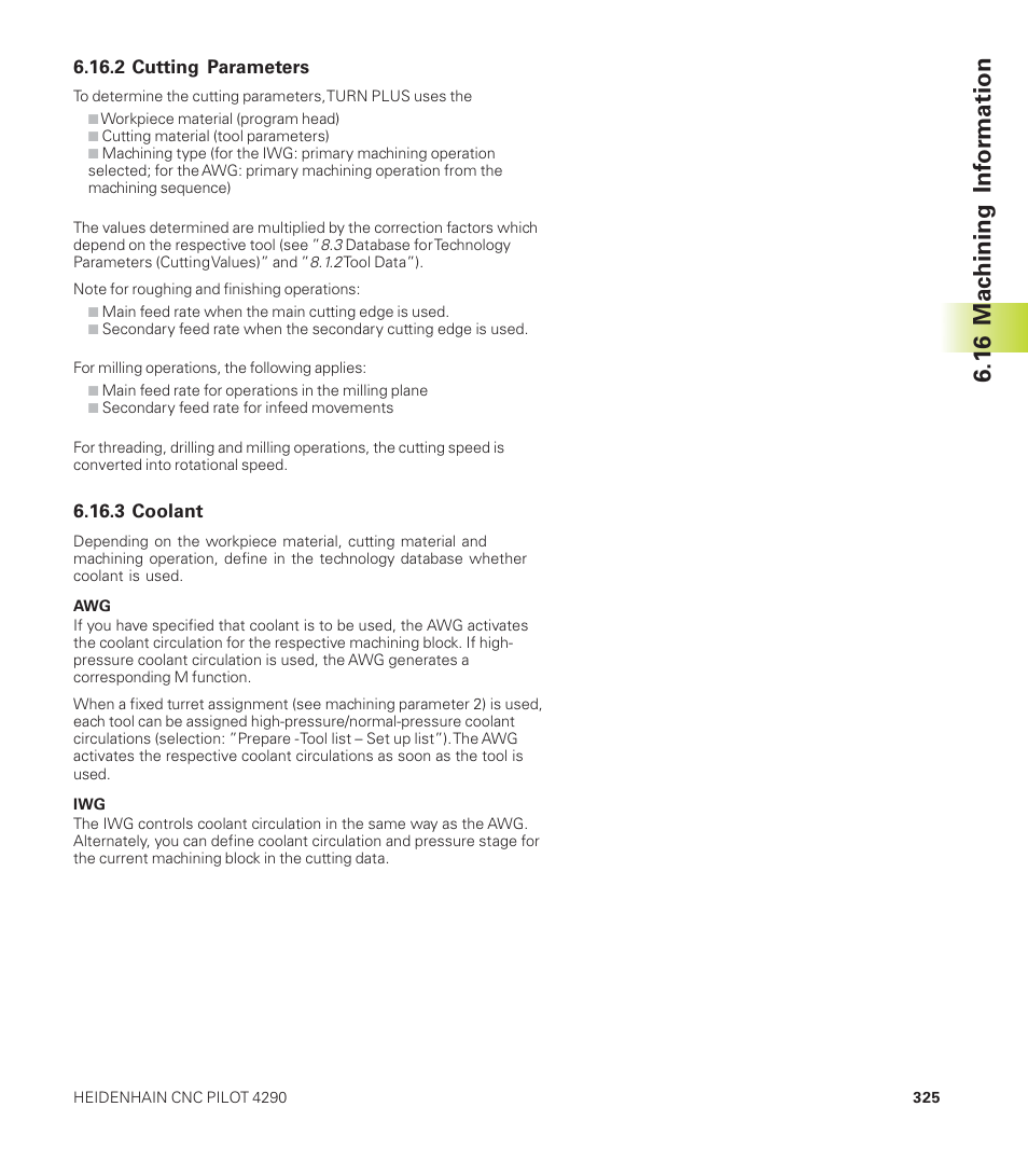 16 mac hining inf or mation | HEIDENHAIN CNC Pilot 4290 User Manual | Page 337 / 481