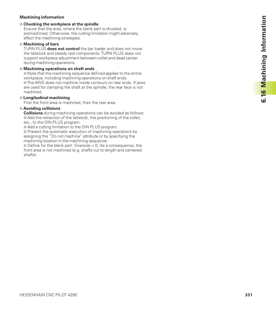 16 mac hining inf or mation | HEIDENHAIN CNC Pilot 4290 User Manual | Page 343 / 481