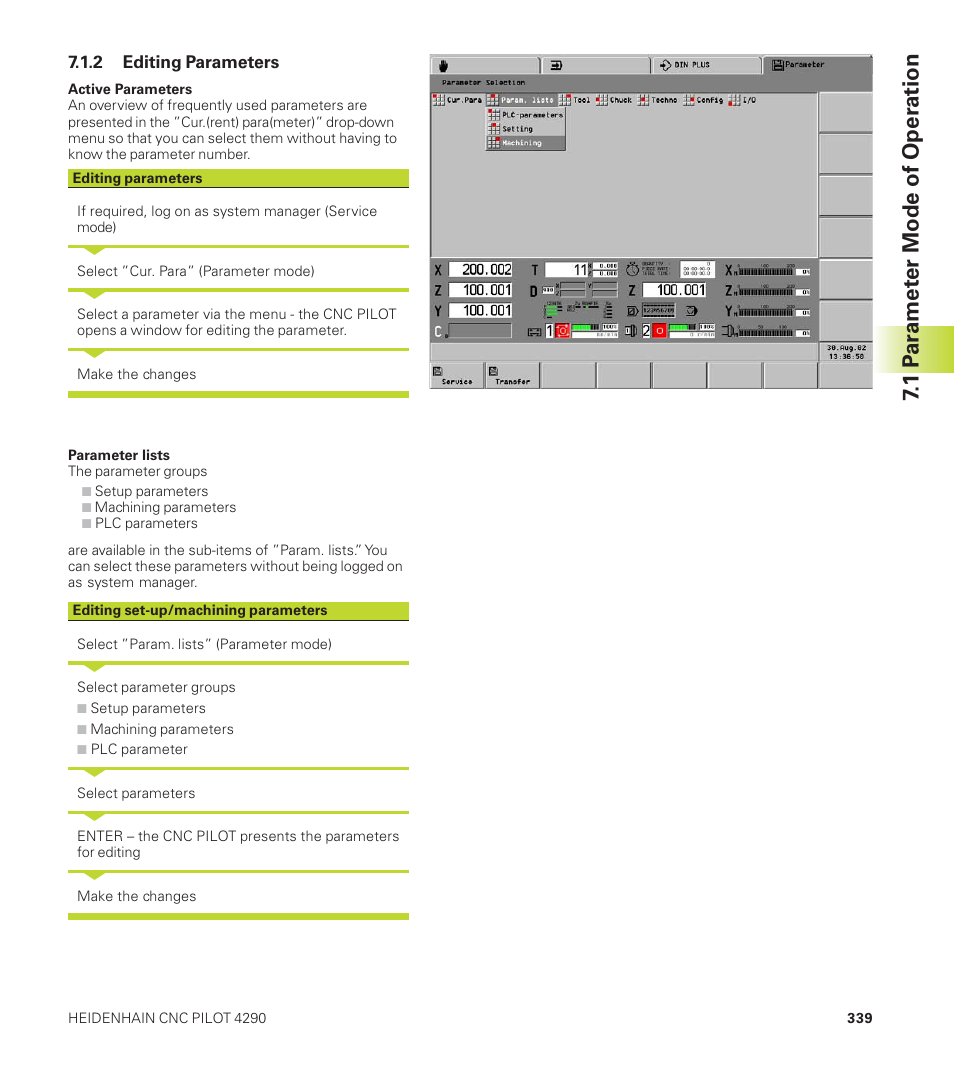 1 p a ra met er mode of oper ation | HEIDENHAIN CNC Pilot 4290 User Manual | Page 351 / 481