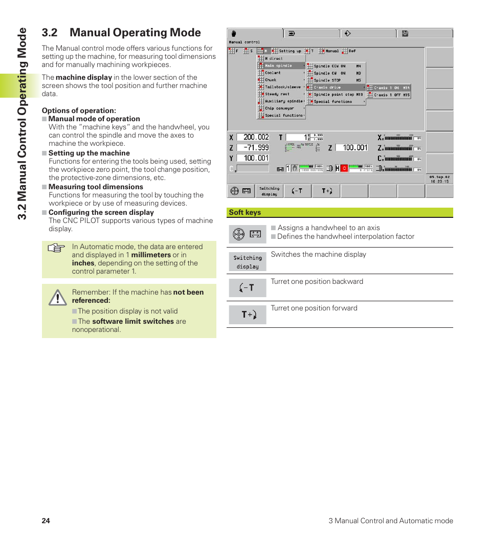 2 manual contr ol oper ating mode, 2 manual operating mode | HEIDENHAIN CNC Pilot 4290 User Manual | Page 36 / 481