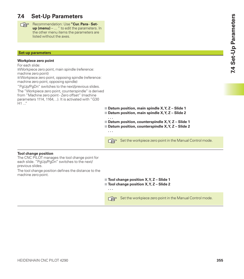 4 set-up p a ra met ers, 4 set-up parameters | HEIDENHAIN CNC Pilot 4290 User Manual | Page 367 / 481