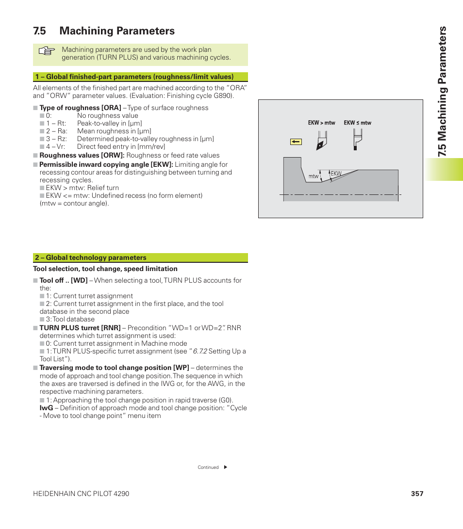 5 mac hining p a ra met ers, 5 machining parameters | HEIDENHAIN CNC Pilot 4290 User Manual | Page 369 / 481