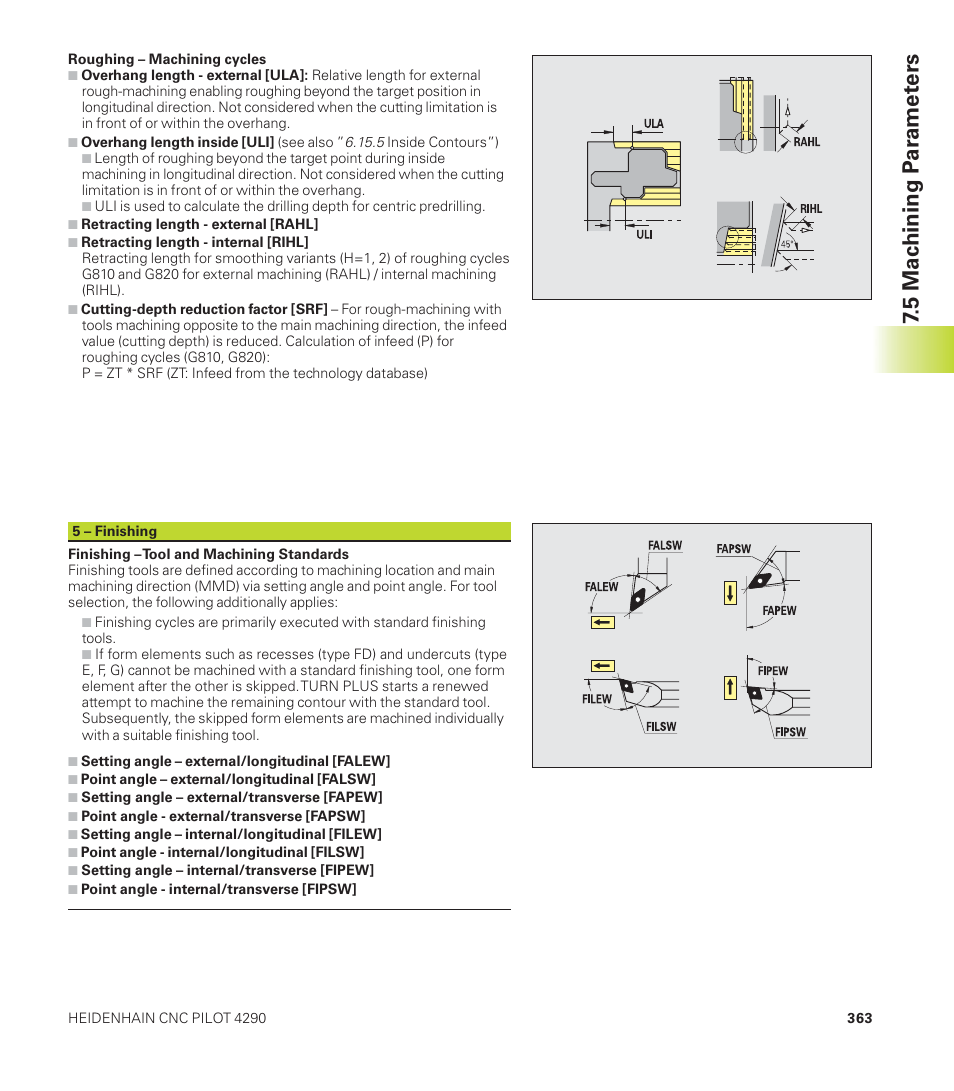 5 mac hining p a ra met ers | HEIDENHAIN CNC Pilot 4290 User Manual | Page 375 / 481