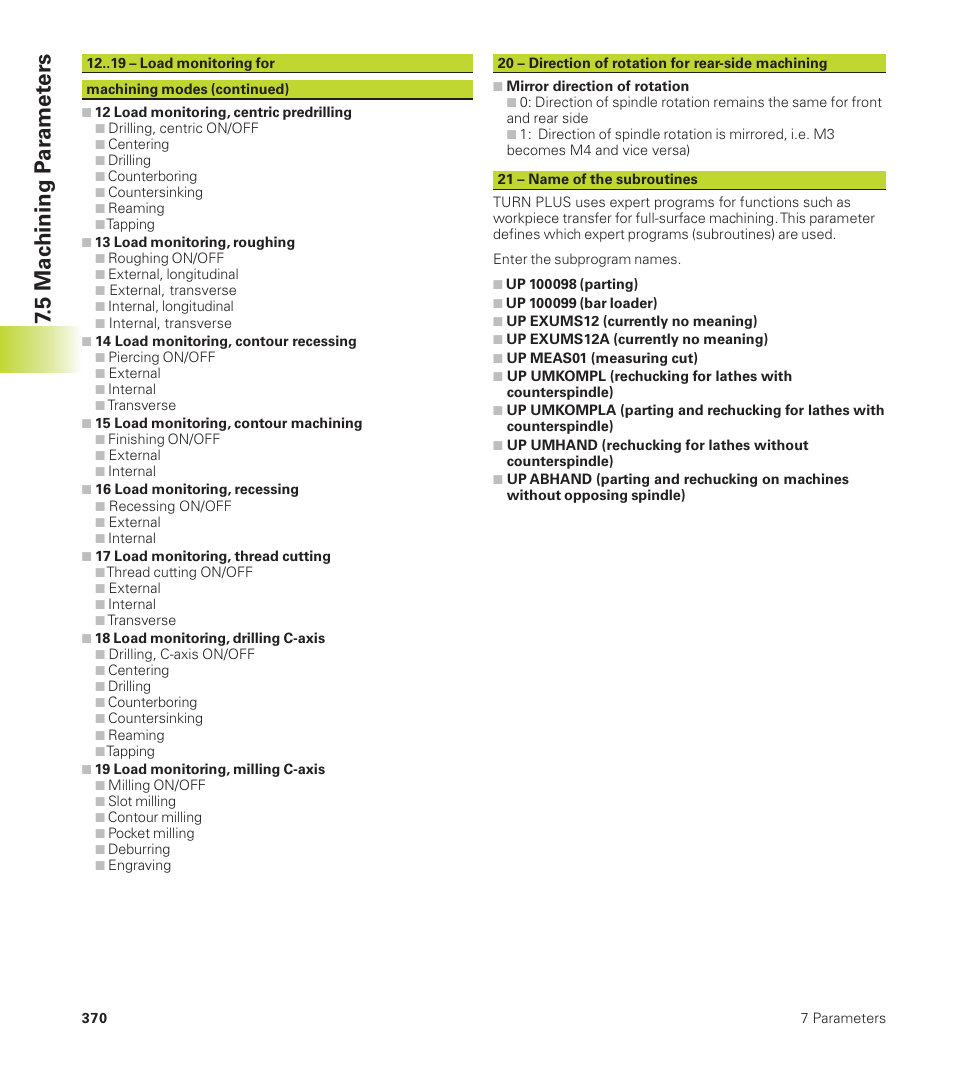 5 mac hining p a ra met ers | HEIDENHAIN CNC Pilot 4290 User Manual | Page 382 / 481