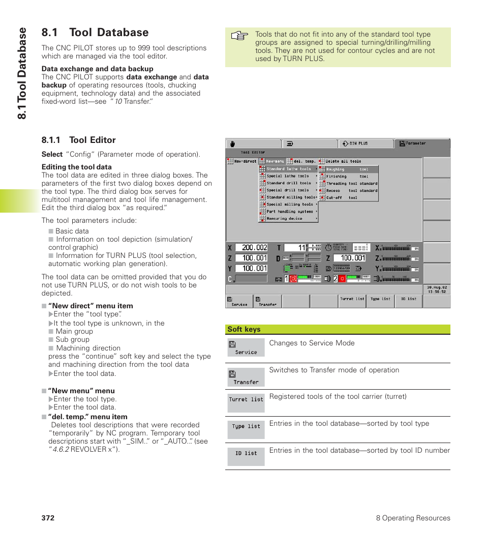 1 t ool d atabase, 1 tool database | HEIDENHAIN CNC Pilot 4290 User Manual | Page 384 / 481