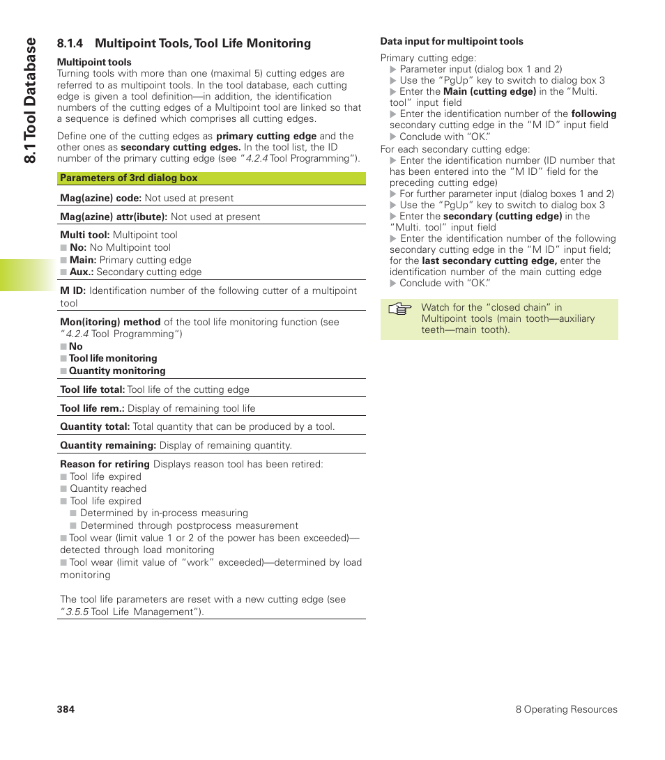 1 t ool d atabase | HEIDENHAIN CNC Pilot 4290 User Manual | Page 396 / 481