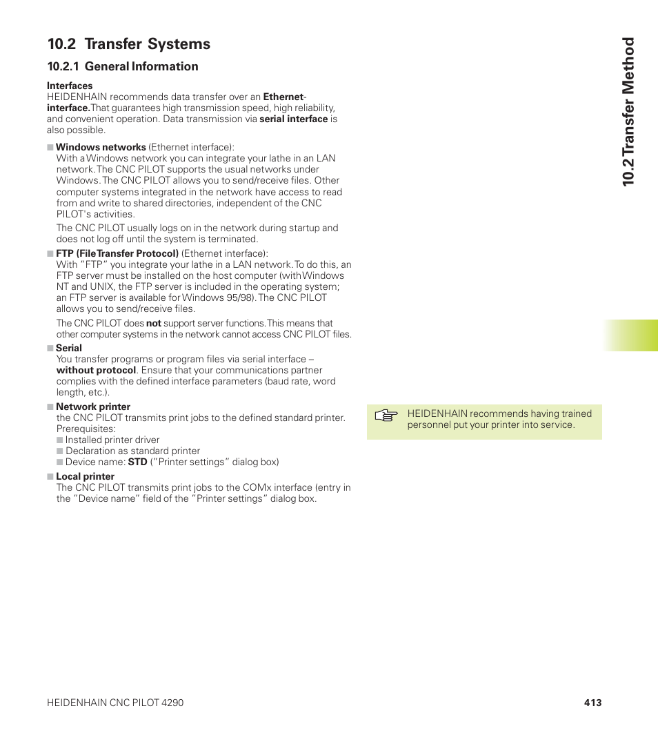 2 t ransf er method 10.2 transfer systems | HEIDENHAIN CNC Pilot 4290 User Manual | Page 425 / 481