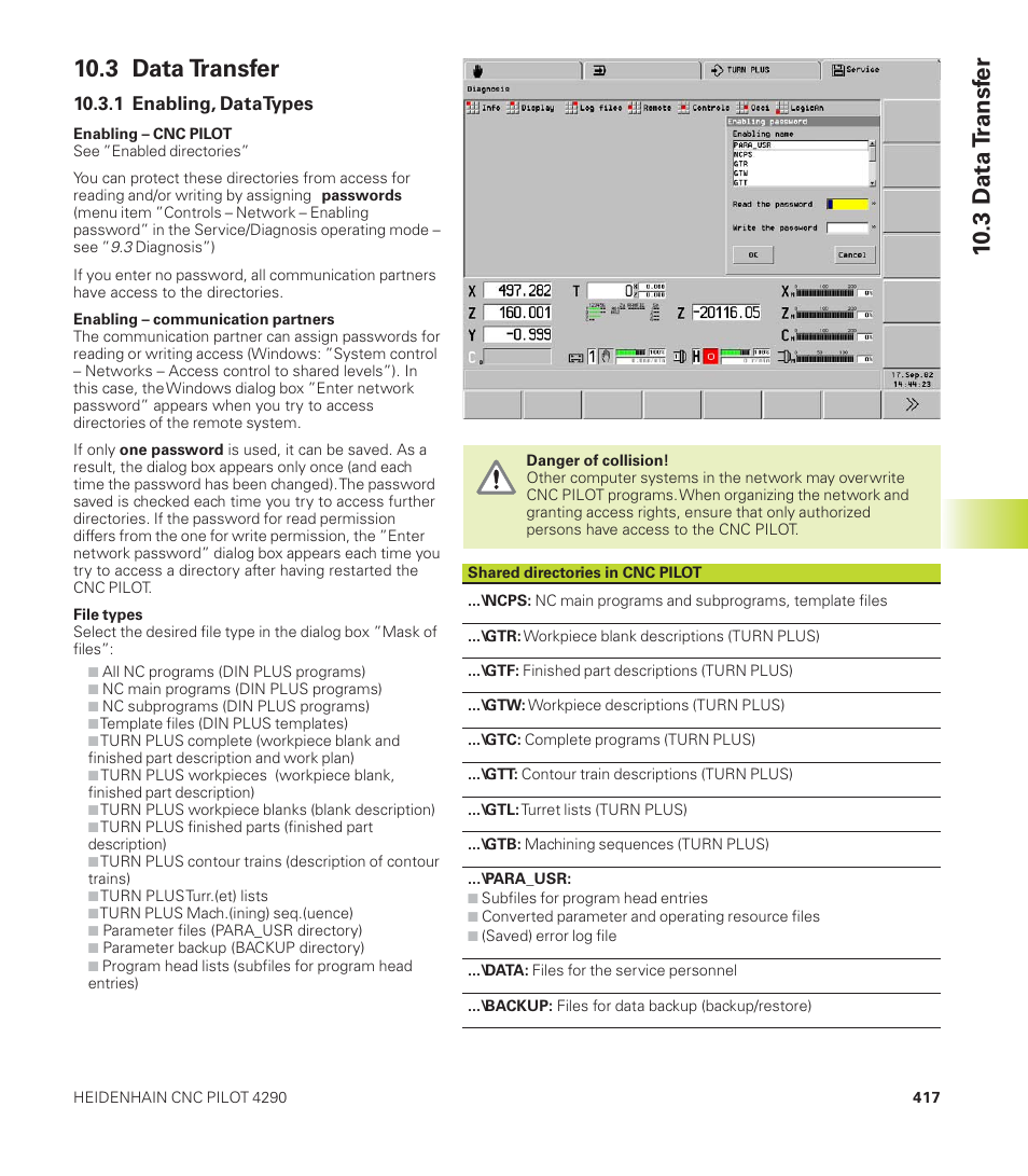 3 d ata tr ansf er 10.3 data transfer | HEIDENHAIN CNC Pilot 4290 User Manual | Page 429 / 481