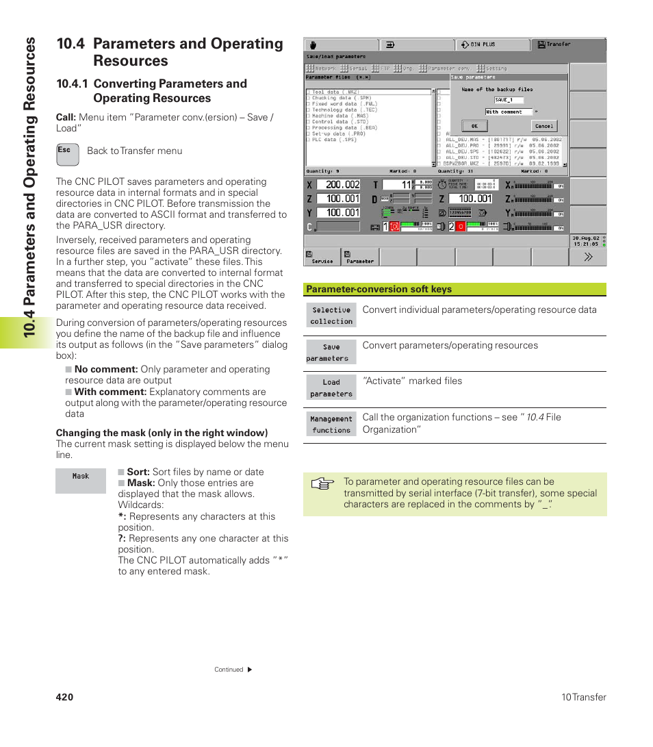 10 .4 p a ra met ers and oper ating resour ces, 4 parameters and operating resources | HEIDENHAIN CNC Pilot 4290 User Manual | Page 432 / 481