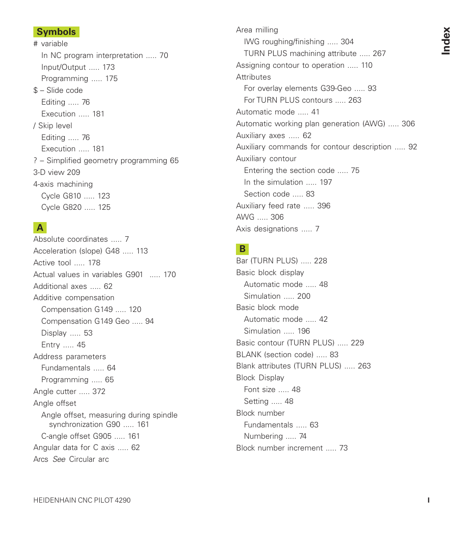 Index | HEIDENHAIN CNC Pilot 4290 User Manual | Page 451 / 481