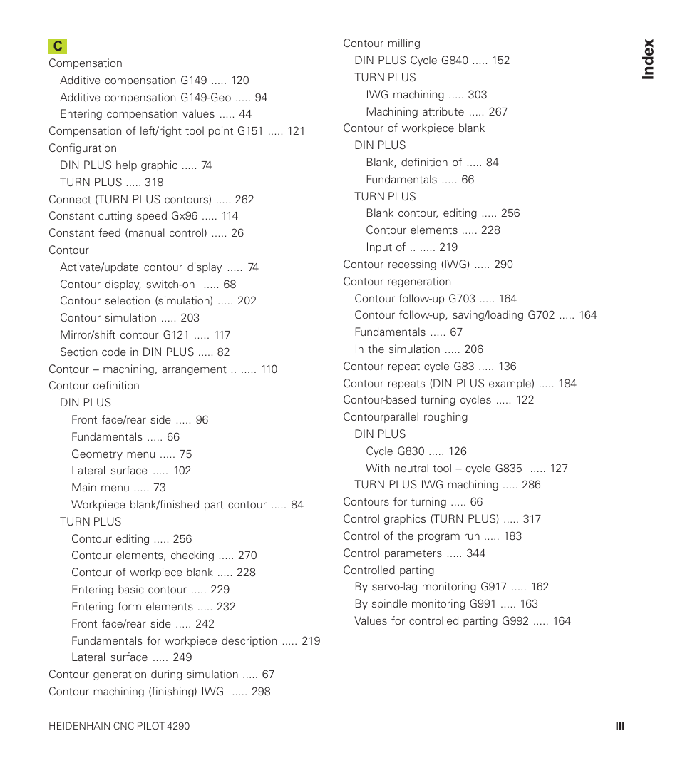 Index | HEIDENHAIN CNC Pilot 4290 User Manual | Page 453 / 481