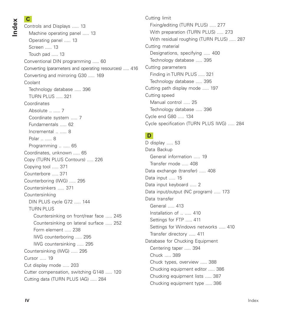 Index | HEIDENHAIN CNC Pilot 4290 User Manual | Page 454 / 481