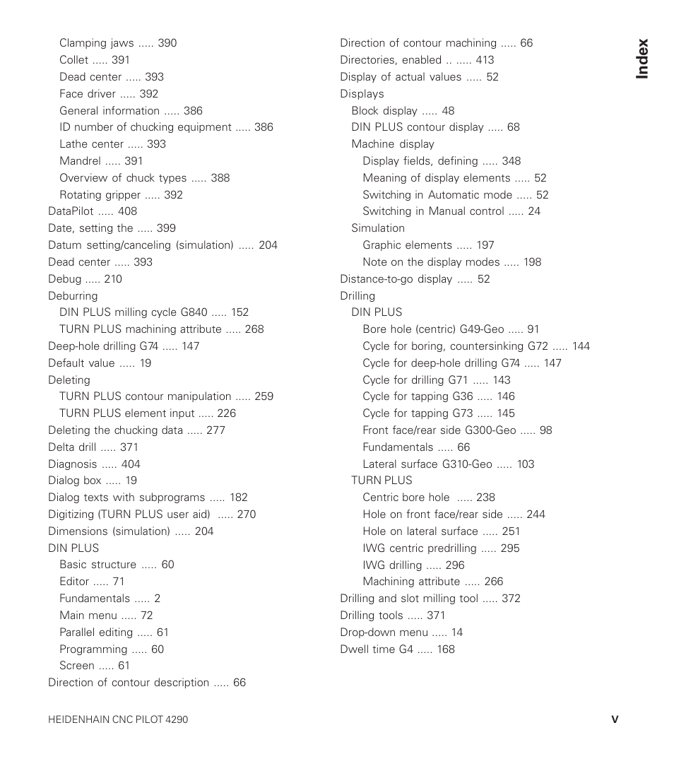 Index | HEIDENHAIN CNC Pilot 4290 User Manual | Page 455 / 481