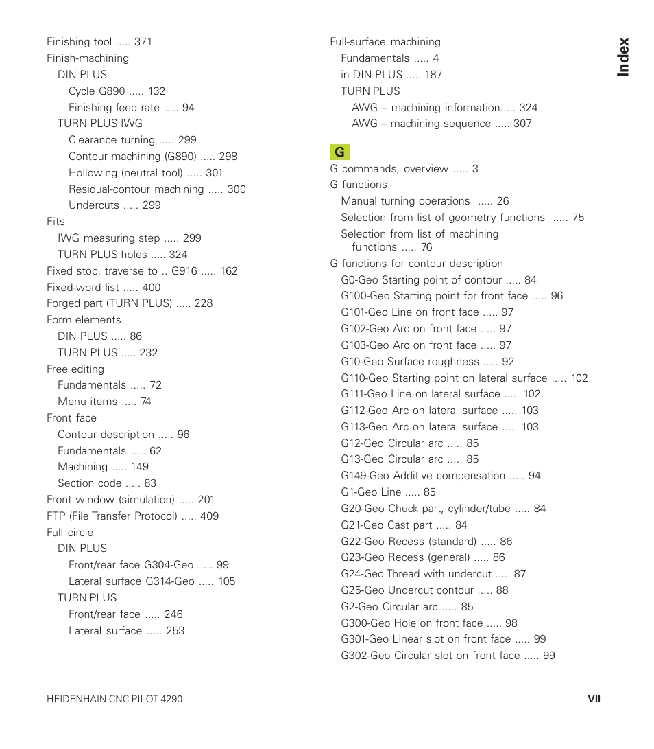 Index | HEIDENHAIN CNC Pilot 4290 User Manual | Page 457 / 481