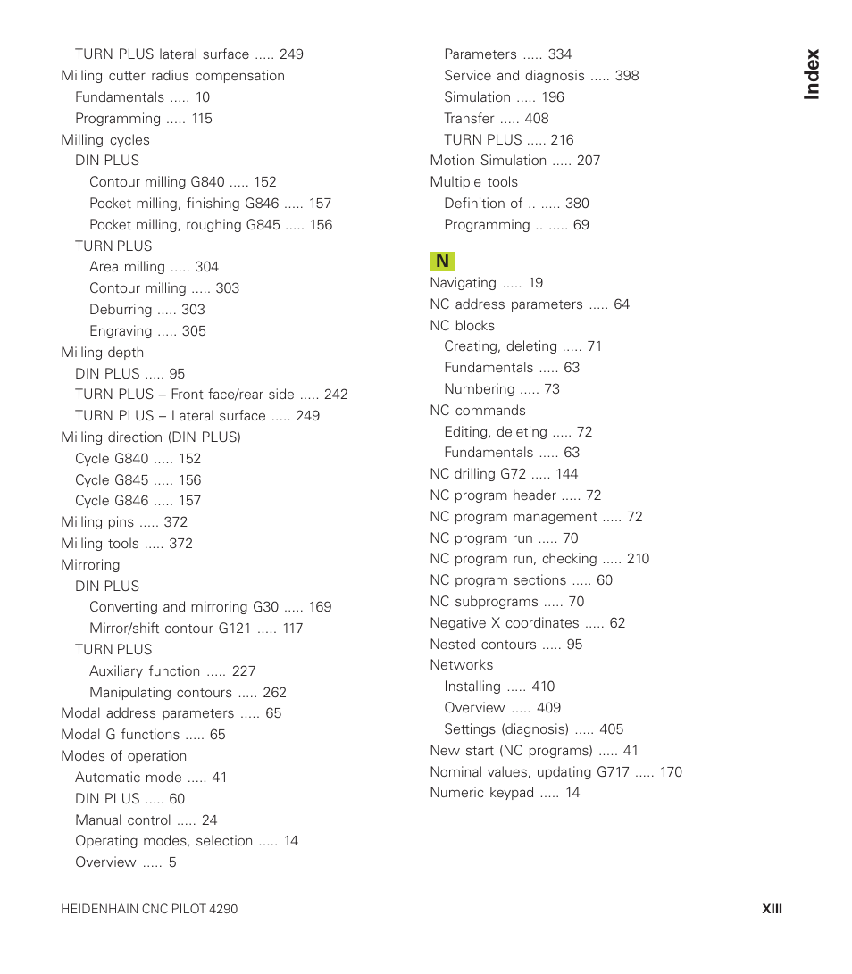 Index | HEIDENHAIN CNC Pilot 4290 User Manual | Page 463 / 481