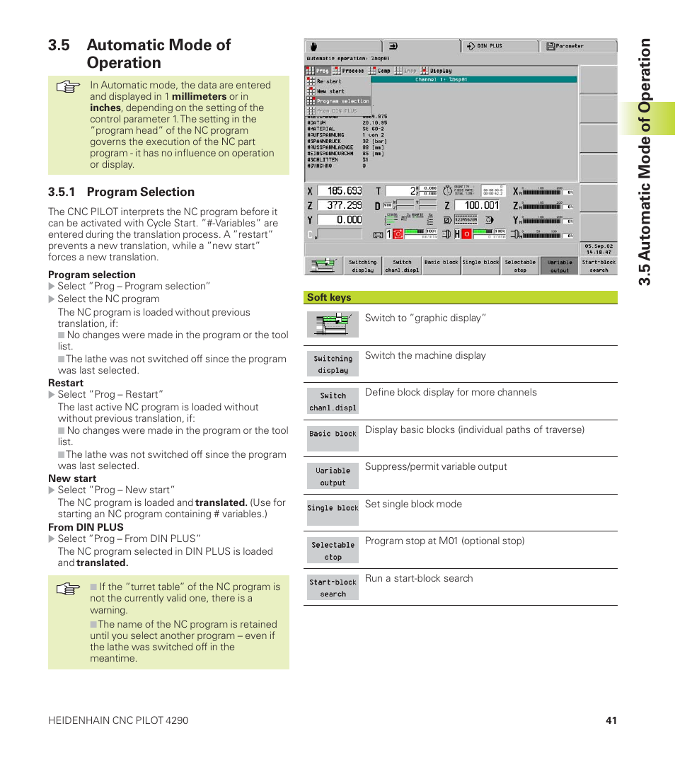 5 automatic mode of operation, 5 a u tomatic mode of oper ation | HEIDENHAIN CNC Pilot 4290 User Manual | Page 53 / 481