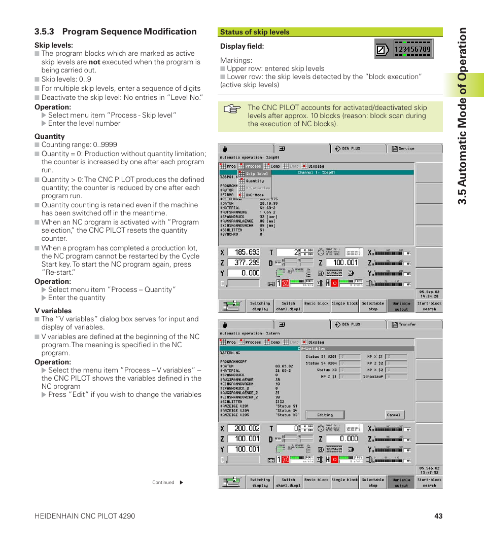 5 a u tomatic mode of oper ation | HEIDENHAIN CNC Pilot 4290 User Manual | Page 55 / 481