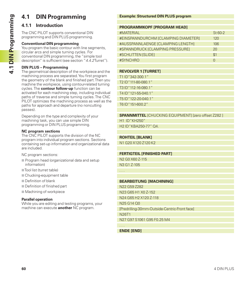 1 din pr ogr amming, 1 din programming | HEIDENHAIN CNC Pilot 4290 User Manual | Page 72 / 481