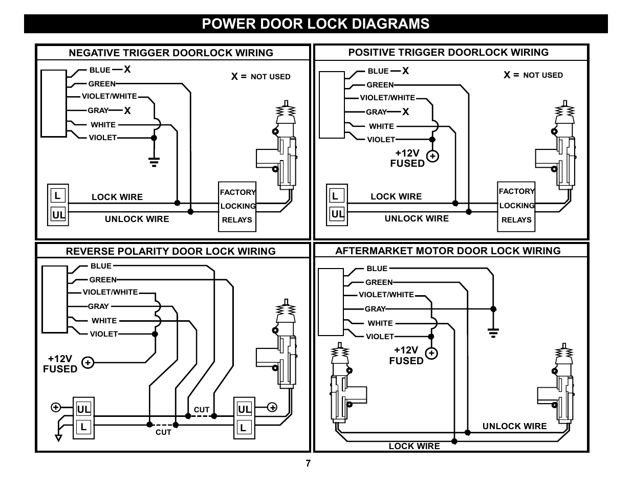 Power door lock diagrams | Crimestopper Security Products CS-2004DC User Manual | Page 7 / 20