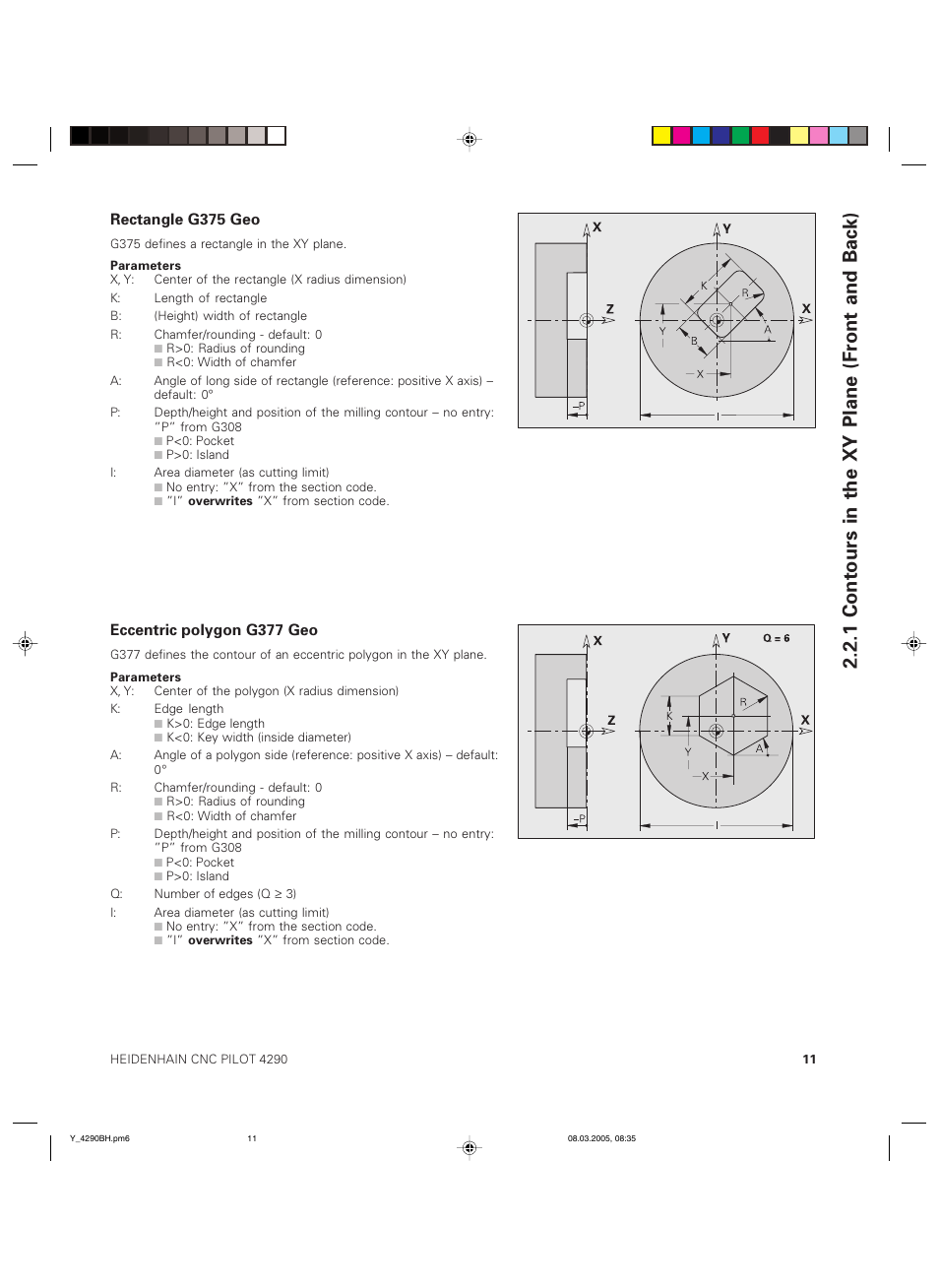1 contours in the xy plane (front and back) | HEIDENHAIN CNC Pilot 4290 Description of the Y axis User Manual | Page 11 / 65
