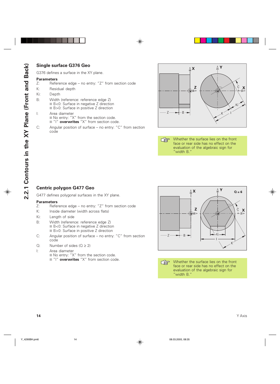1 contours in the xy plane (front and back) | HEIDENHAIN CNC Pilot 4290 Description of the Y axis User Manual | Page 14 / 65