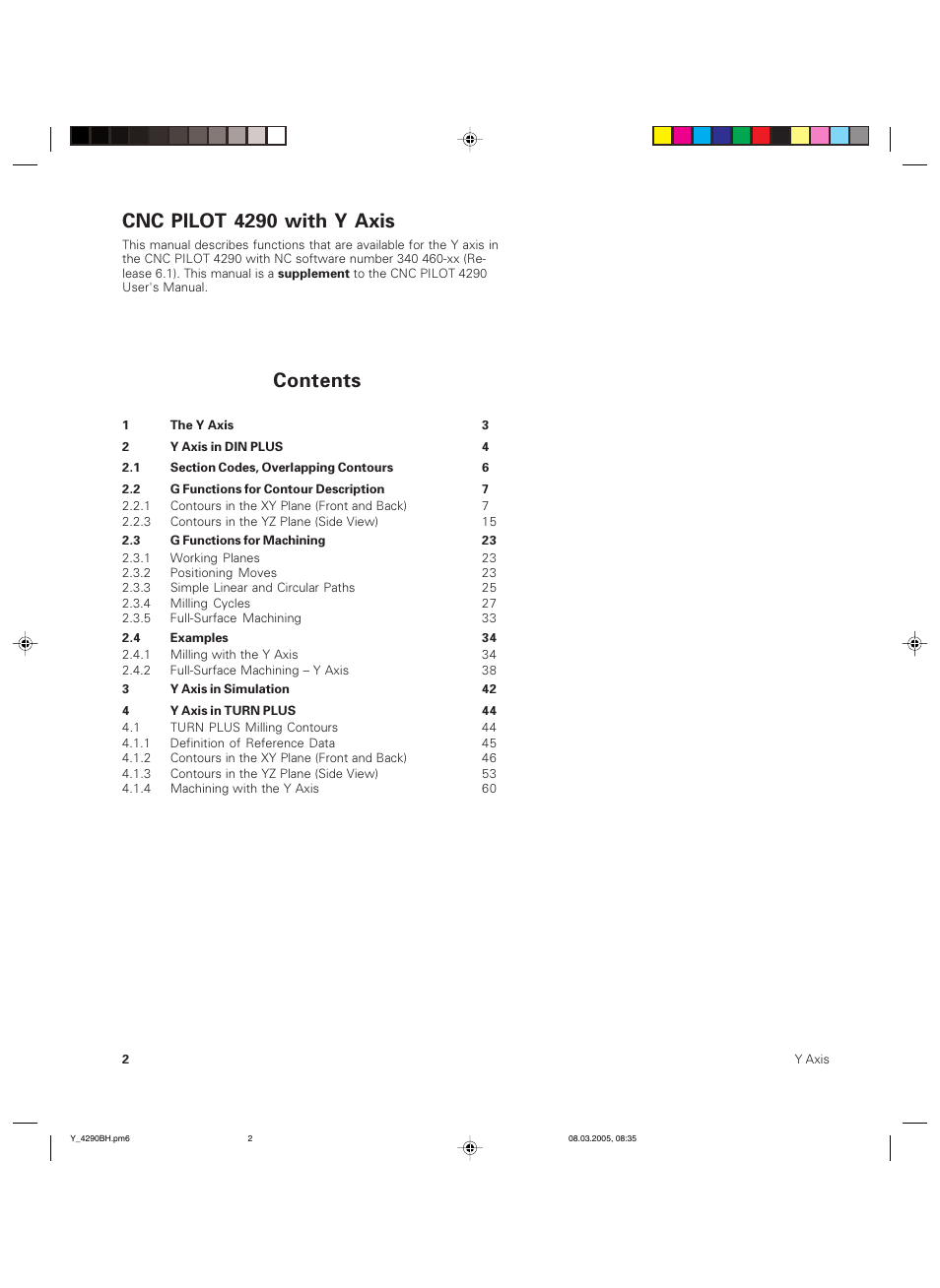 HEIDENHAIN CNC Pilot 4290 Description of the Y axis User Manual | Page 2 / 65