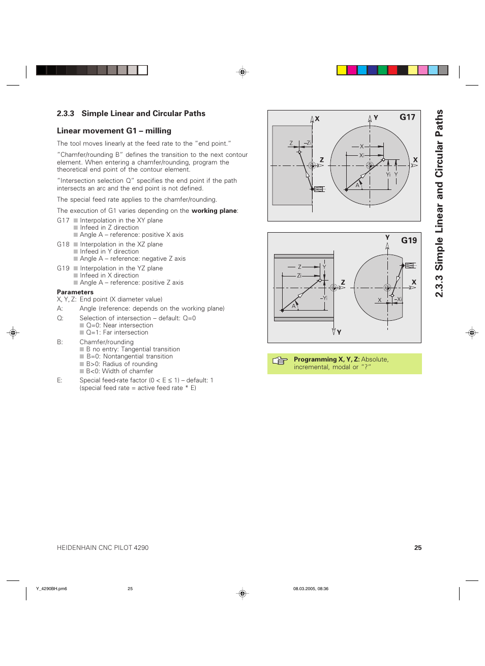 3 simple linear and circular paths | HEIDENHAIN CNC Pilot 4290 Description of the Y axis User Manual | Page 25 / 65