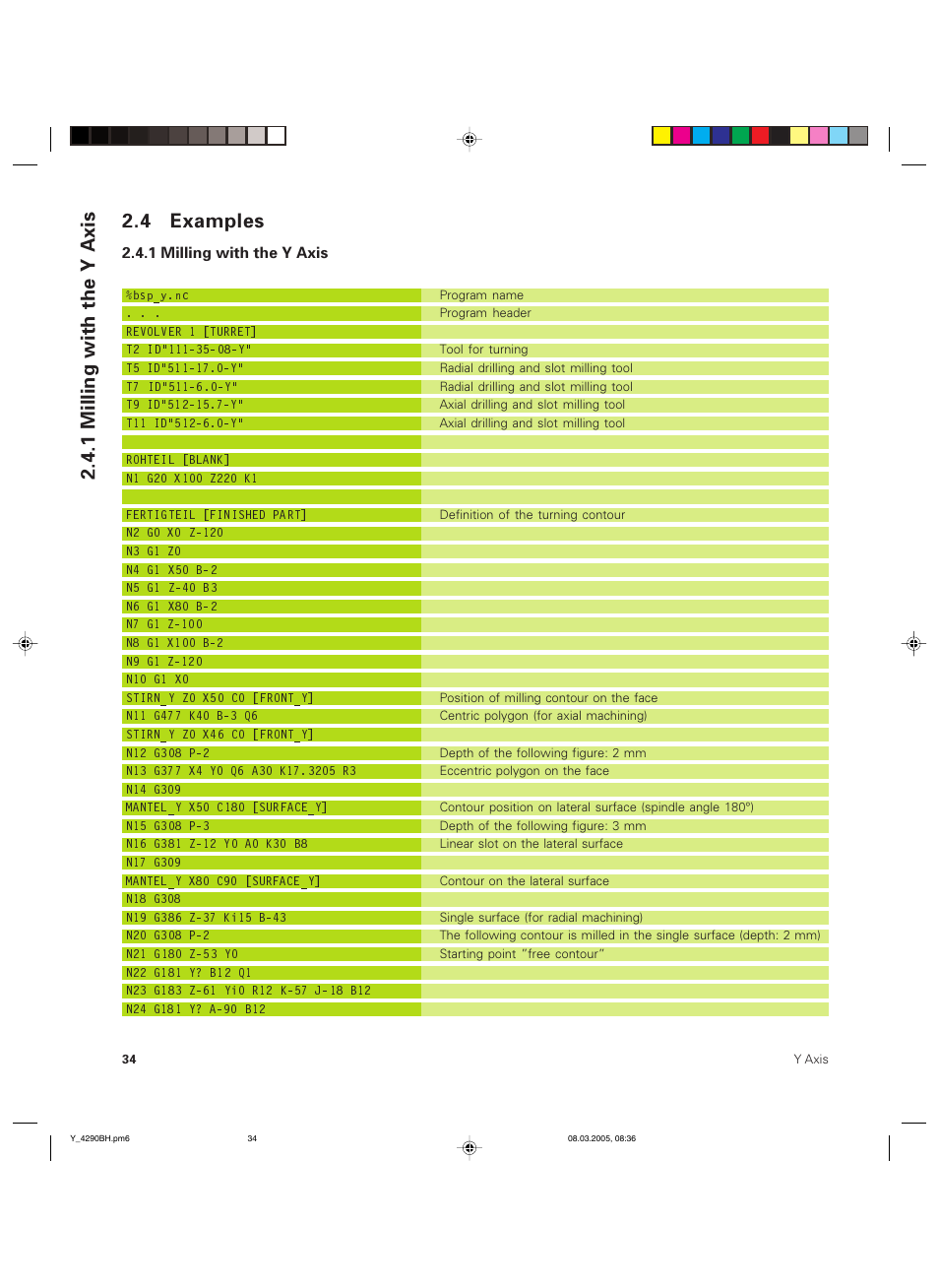 1 milling with the y axis 2.4 examples | HEIDENHAIN CNC Pilot 4290 Description of the Y axis User Manual | Page 34 / 65