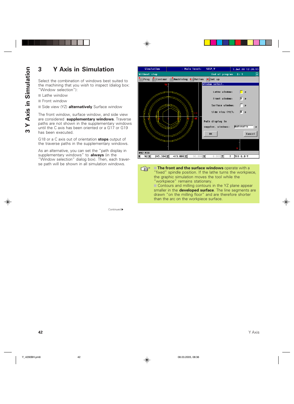 3y axis in simulation | HEIDENHAIN CNC Pilot 4290 Description of the Y axis User Manual | Page 42 / 65