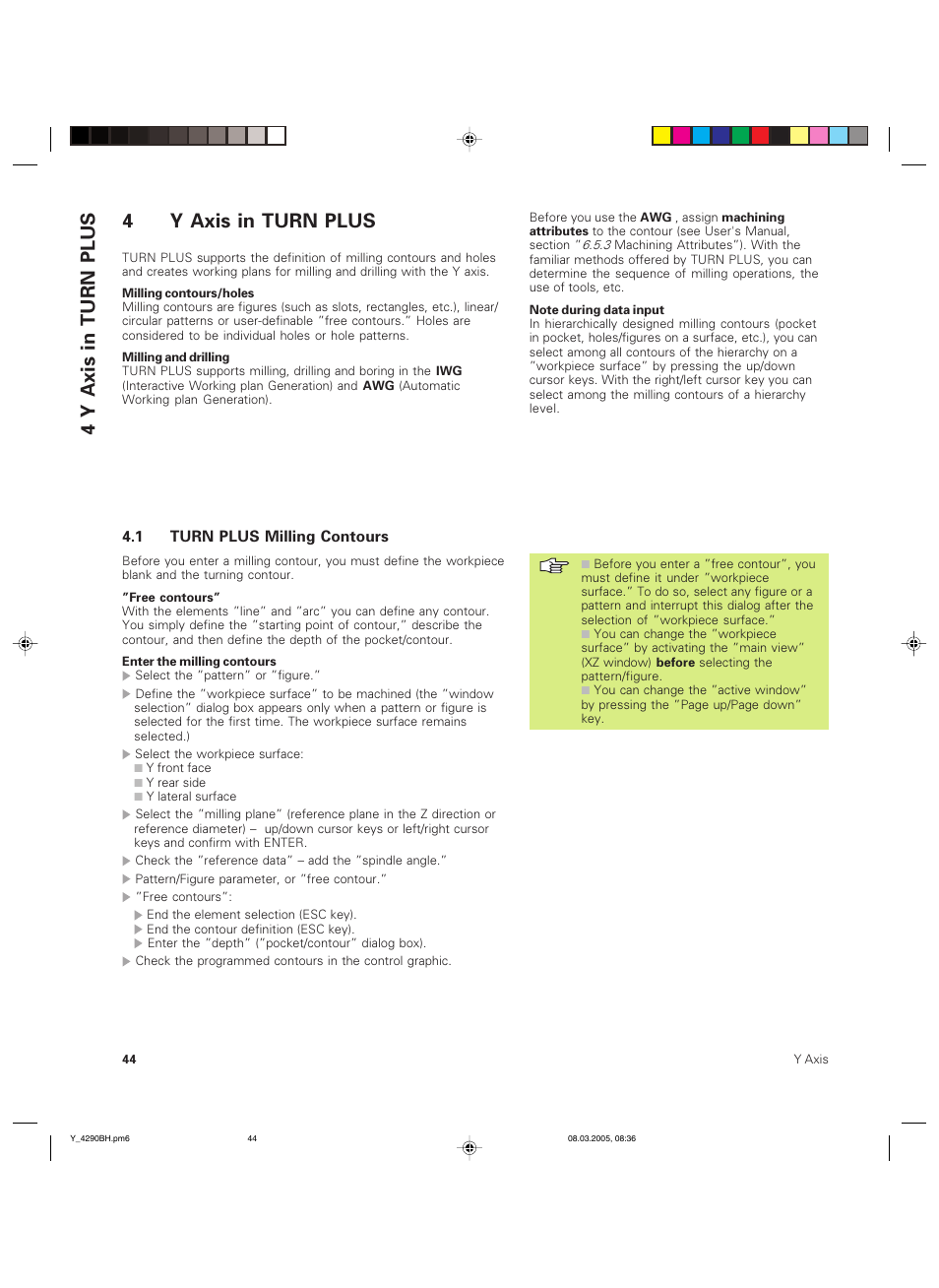 4y axis in turn plus | HEIDENHAIN CNC Pilot 4290 Description of the Y axis User Manual | Page 44 / 65