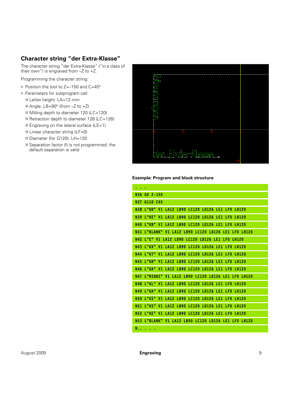 Character string “der extra-klasse | HEIDENHAIN CNC Pilot 4290 Instructions for engraving cycles User Manual | Page 11 / 12