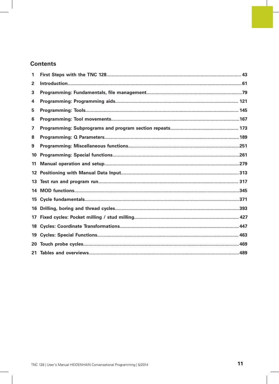 HEIDENHAIN TNC 128 (77184x-02) User Manual | Page 11 / 513