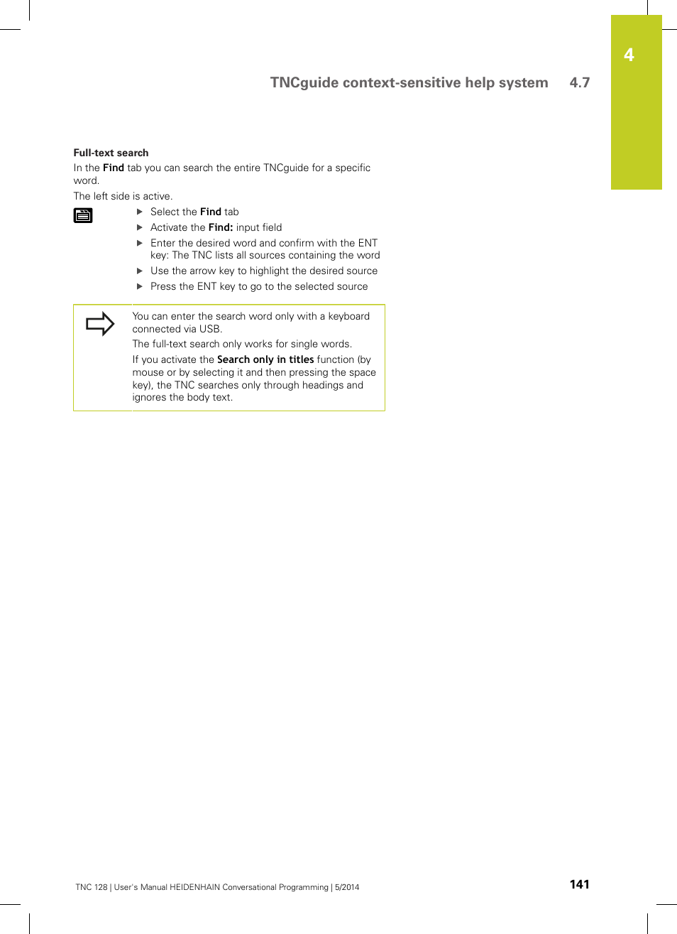 Tncguide context-sensitive help system 4.7 | HEIDENHAIN TNC 128 (77184x-02) User Manual | Page 141 / 513