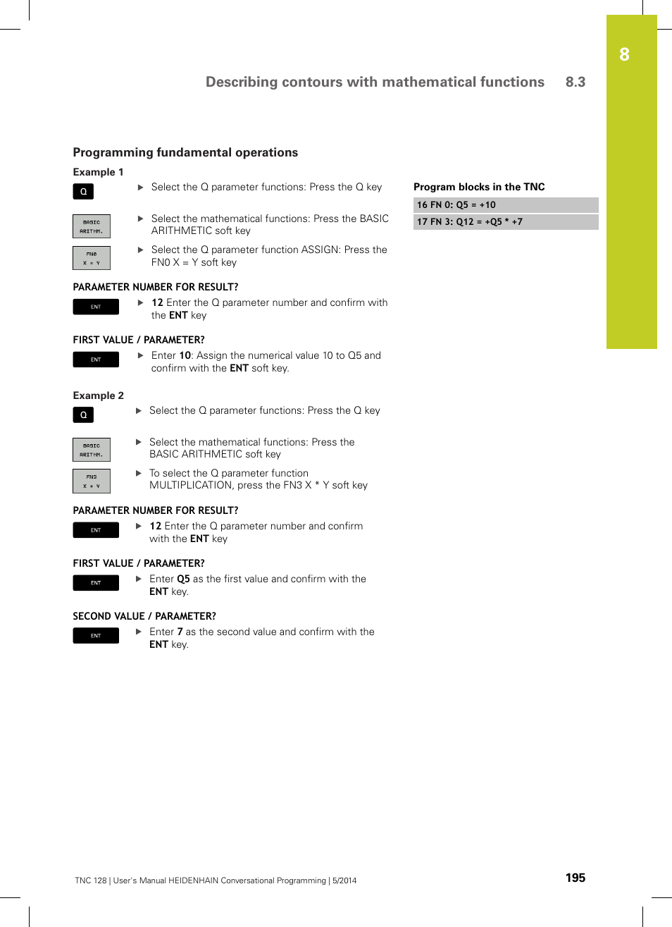 Programming fundamental operations | HEIDENHAIN TNC 128 (77184x-02) User Manual | Page 195 / 513