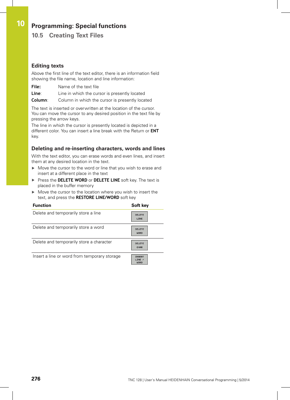 Editing texts | HEIDENHAIN TNC 128 (77184x-02) User Manual | Page 276 / 513