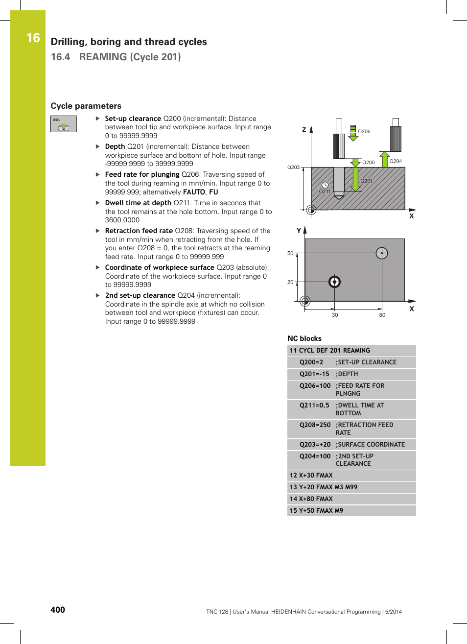Cycle parameters | HEIDENHAIN TNC 128 (77184x-02) User Manual | Page 400 / 513