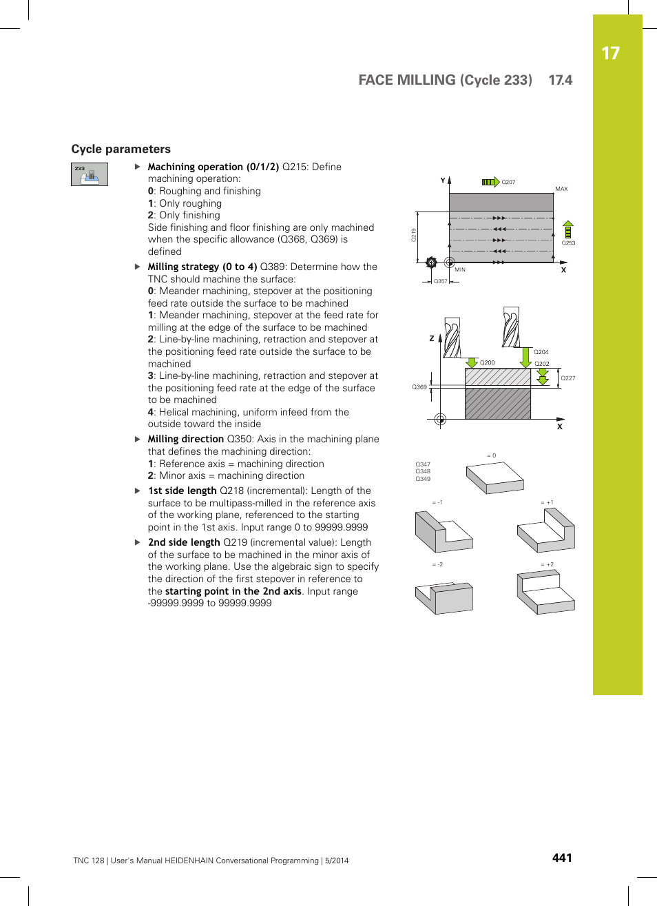 Cycle parameters, 441 cycle parameters | HEIDENHAIN TNC 128 (77184x-02) User Manual | Page 441 / 513